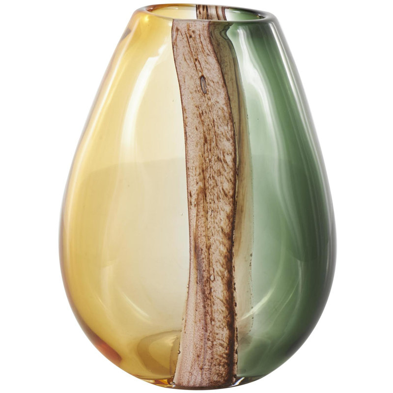Northcrest Glass Ombre Decorative Multi Colored Vase with Pink Textured Stripe Details - Image 8