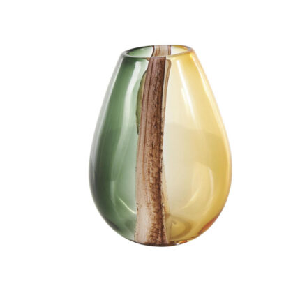 Northcrest Glass Ombre Decorative Multi Colored Vase with Pink Textured Stripe Details - Chic Decora