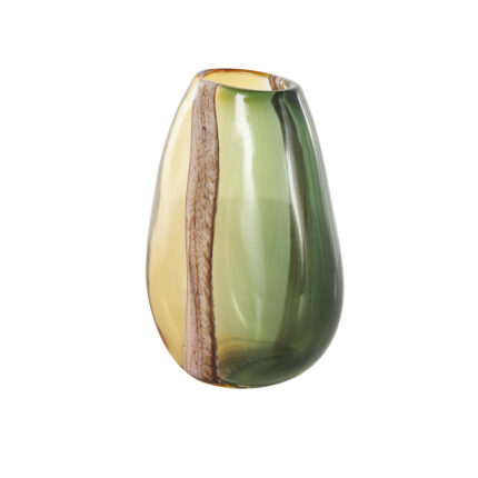 Northcrest Glass Ombre Decorative Multi Colored Vase with Pink Textured Stripe Details - Chic Decora