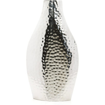 Oberle Silver 16.93" Metal Table Vase Contemporary Statement Piece for Stunning Floral Displays and Modern Home D cor Sculptural Elegance