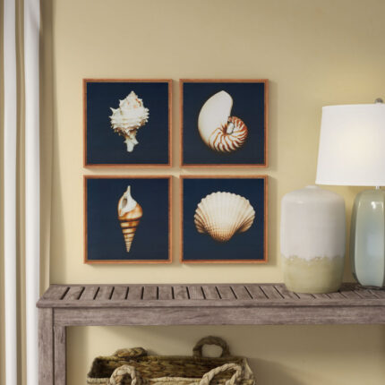 Ocean Seashells 4-piece Framed Canvas Wall Art Set - Chic Decora