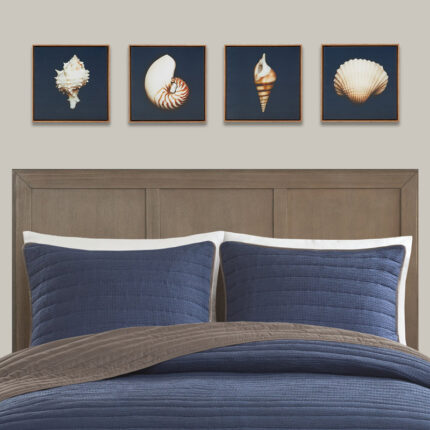 Ocean Seashells 4-piece Framed Canvas Wall Art Set - Chic Decora