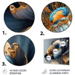 Offerman Deep Blue and Gold Single Flower III - Blue Flower Print Art on Metal - Image 5