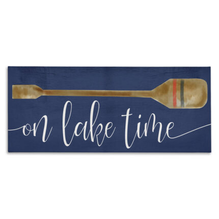 On Lake Time Phrase Boat Oar Over Blue - Chic Decora