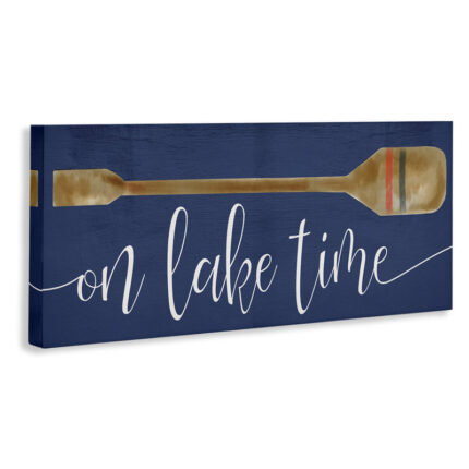On Lake Time Phrase Boat Oar Over Blue - Chic Decora