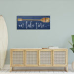 On Lake Time Phrase Boat Oar Over Blue - Image 3