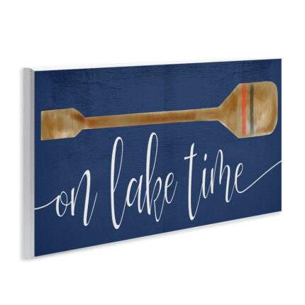 On Lake Time Phrase Boat Oar Over Blue - Chic Decora