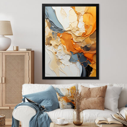 Orange Blue Line Art Abstract Expressionism – Line Art Wall Art - Chic Decora