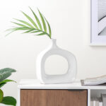 Orlando 11" Modern Cut Out White Ceramic Vase
