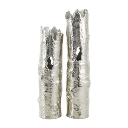 Otego Aluminum Metal Tree Trunk Inspired Decorative Vase Set - Chic Decora