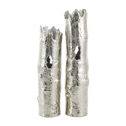 Otego Aluminum Metal Tree Trunk Inspired Decorative Vase Set - Chic Decora