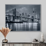 Panorama New York City at Night Photographic on Metal