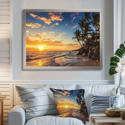 Paradise Tropical Island Beach with Palms by Valio84sl – Photograph Print on Metal - Chic Decora