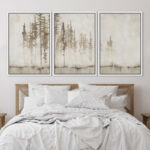 Pastel Abstract Tree Subtle Neutral Modern Rustic Home Decor - Framed Canvas Print Wall Art Work - Image 3
