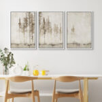 Pastel Abstract Tree Subtle Neutral Modern Rustic Home Decor - Framed Canvas Print Wall Art Work - Image 4