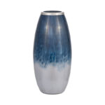 Patoma Modern Coastal Glass and Aluminum Decorative Vase with Sleek Metallic Accents and Contemporary Artisanal Design for Stylish Interior Displays
