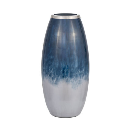 Patoma Modern Coastal Glass and Aluminum Decorative Vase with Sleek Metallic Accents and Contemporary Artisanal Design for Stylish Interior Displays - Chic Decora