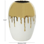 Patrich Ceramic Abstract Decorative Vase with Abstract Gold Melting Drips - Image 4