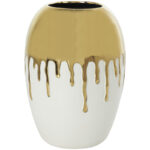 Patrich Ceramic Abstract Decorative Vase with Abstract Gold Melting Drips - Image 6