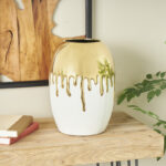 Patrich Ceramic Abstract Decorative Vase with Abstract Gold Melting Drips - Image 8