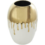 Patrich Ceramic Abstract Decorative Vase with Abstract Gold Melting Drips