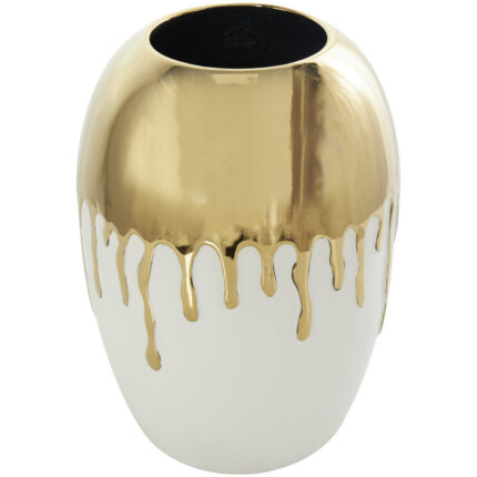 Patrich Ceramic Abstract Decorative Vase with Abstract Gold Melting Drips - Chic Decora