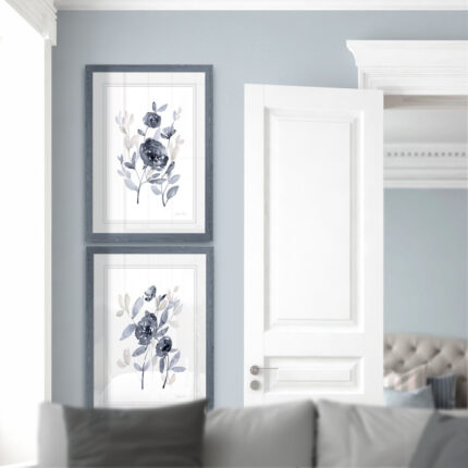 Peonies in Gray – 2 Piece Picture Frame Painting Print Set - Chic Decora