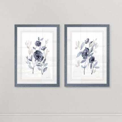 Peonies in Gray – 2 Piece Picture Frame Painting Print Set - Chic Decora