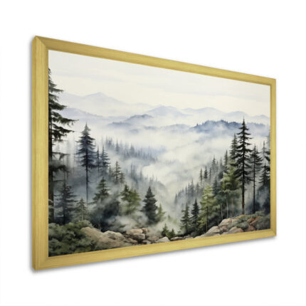 Pine Tree Misty Mountain I – Tree Pine Canvas Art - Chic Decora