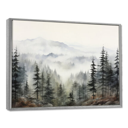 Pine Tree Misty Mountain II – Tree Pine Large Wall Art - Chic Decora