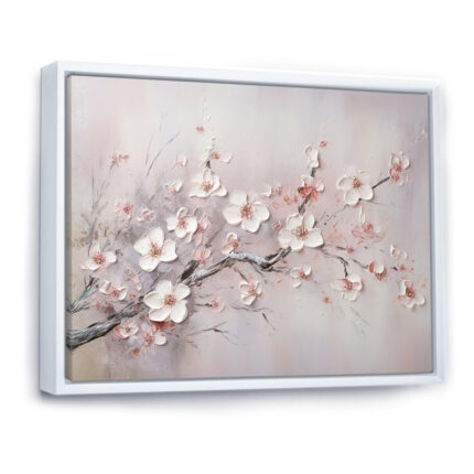 Pink And Grey Cherry Blossom Charm – Pink Flowers Framed Wall Art – Cherry Blossom Wall art print - Chic Decora