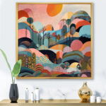 Pink Blue Minimalims Explosion - Abstract Minimalism Canvas Print Wall Art