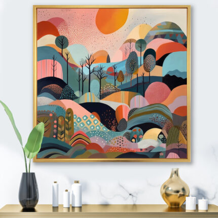 Pink Blue Minimalims Explosion – Abstract Minimalism Canvas Print Wall Art - Chic Decora