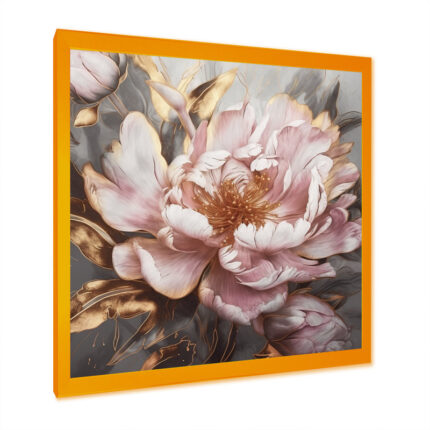 Pink Gold Peonies Petals – Peonies Framed Canvas Print - Chic Decora
