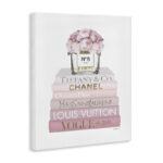 Pink Rose Bouquet Fashion Style Bookstack Oversized Stretched Canvas Wall Art By Amanda Greenwood - Image 7