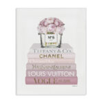 Pink Rose Bouquet Fashion Style Bookstack Oversized Stretched Canvas Wall Art By Amanda Greenwood - Image 8