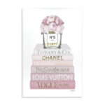 Pink Rose Bouquet Fashion Style Bookstack Oversized Stretched Canvas Wall Art By Amanda Greenwood