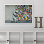Pop Urban Street Banksy British Artist Kid Spray Paint Curtain Illusion Colorful Large Canvas Print Wall Art - Image 2