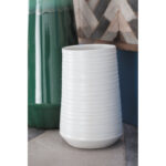 Porcelain Ceramic Ribbed Decorative Vase - Image 2