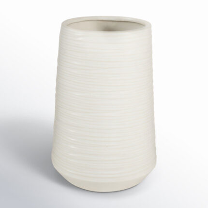 Porcelain Ceramic Ribbed Decorative Vase - Chic Decora