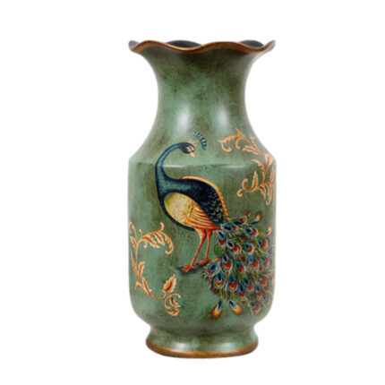Porcelain Vase Peacock Decor Vase Vintage Look Vase China Vase Ceramic Vase 13″ - Chic Decora