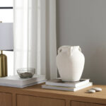 Pottery Terracotta Vase with Sculpted Handles and Rounded Form in Modern Glam Style for Stylish Decorative Accent