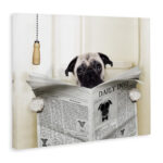 Pug Reading Newspaper in Bathroom - Graphic Art Print - Image 2