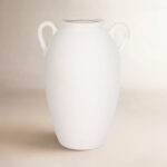 Rachael Neutral Stoneware White Textured Amphora Jug with Handles Vase