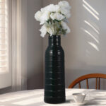 Rachael Vase Stoneware Ceramic Vertical Ribbed Design Decorative Accent for Modern and Casual Home Decor Styles with Sleek Contemporary Detailing and Textured Cylindrical Silhouette. - Image 2