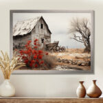 Red Farmhouse Rustic Elegance I - Farm Framed Prints