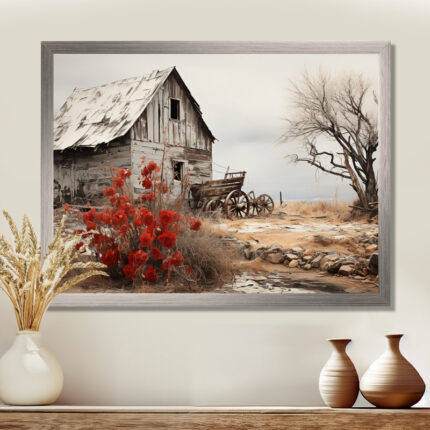 Red Farmhouse Rustic Elegance I – Farm Framed Prints - Chic Decora