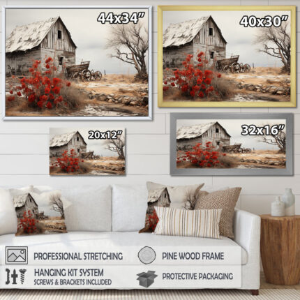 Red Farmhouse Rustic Elegance I – Farm Framed Prints - Chic Decora