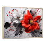 Red Grey Botanical Symphony I - Abstract Botanicals Framed Canvas Print Wall Art - Image 2