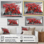 Red Tree on Grey Tone - Tree wall art, Red Tree canvas art print - Image 6